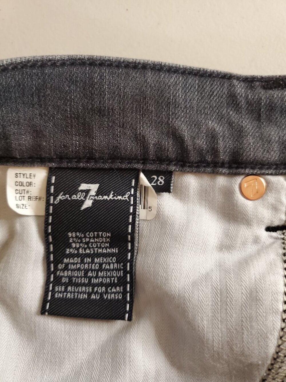 7 For All Mankind Jeans Josefina Skinny Boyfriend Buttonfly Jeans |Gray Wash - Picture 12 of 14